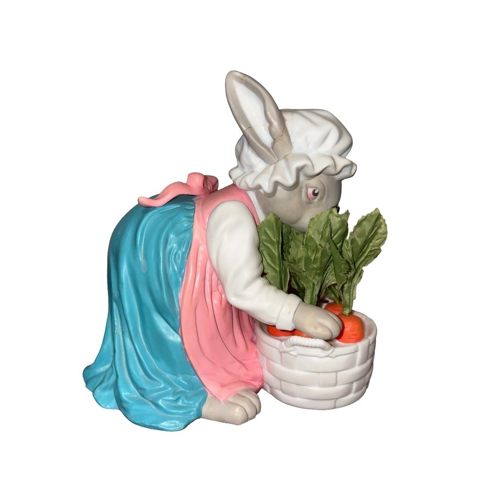 Vintage Department 56 Ceramic Bunny Rabbit With Basket Of Carrots 1988 AS IS